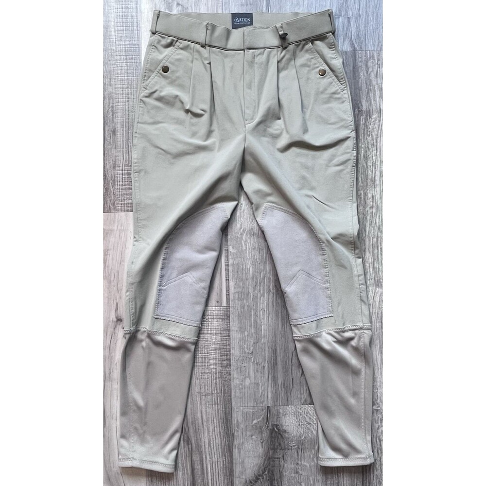Ovation Equestrian Breeches Womens size 34 R Riding Pants Tan Full Seat Horse